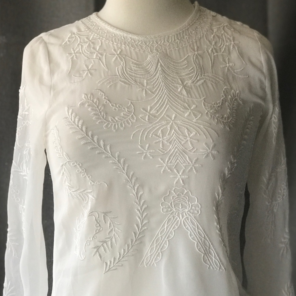 Style Mafia Sheer White Chiffon Long Sleeve Top